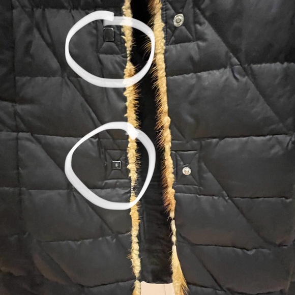 JNY Down & Fur Puffer Black with Carmel-colored trim Jones New York Med - Picture 15 of 17